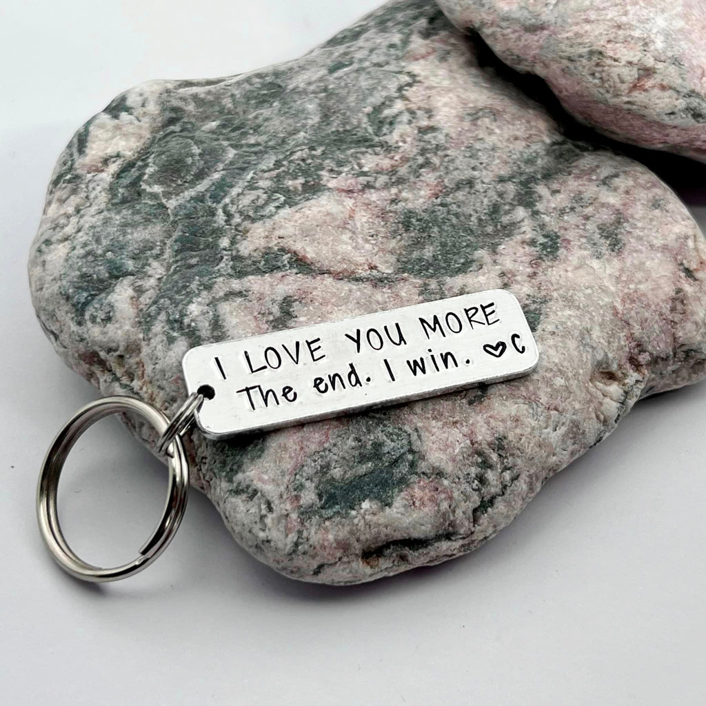 'I Love You More. The End. I Win.' Couple's Keyring