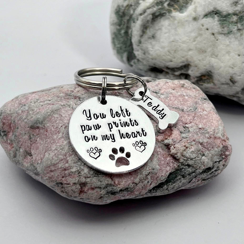 Pet Memorial Keyring, You Left Paw Prints On My Heart