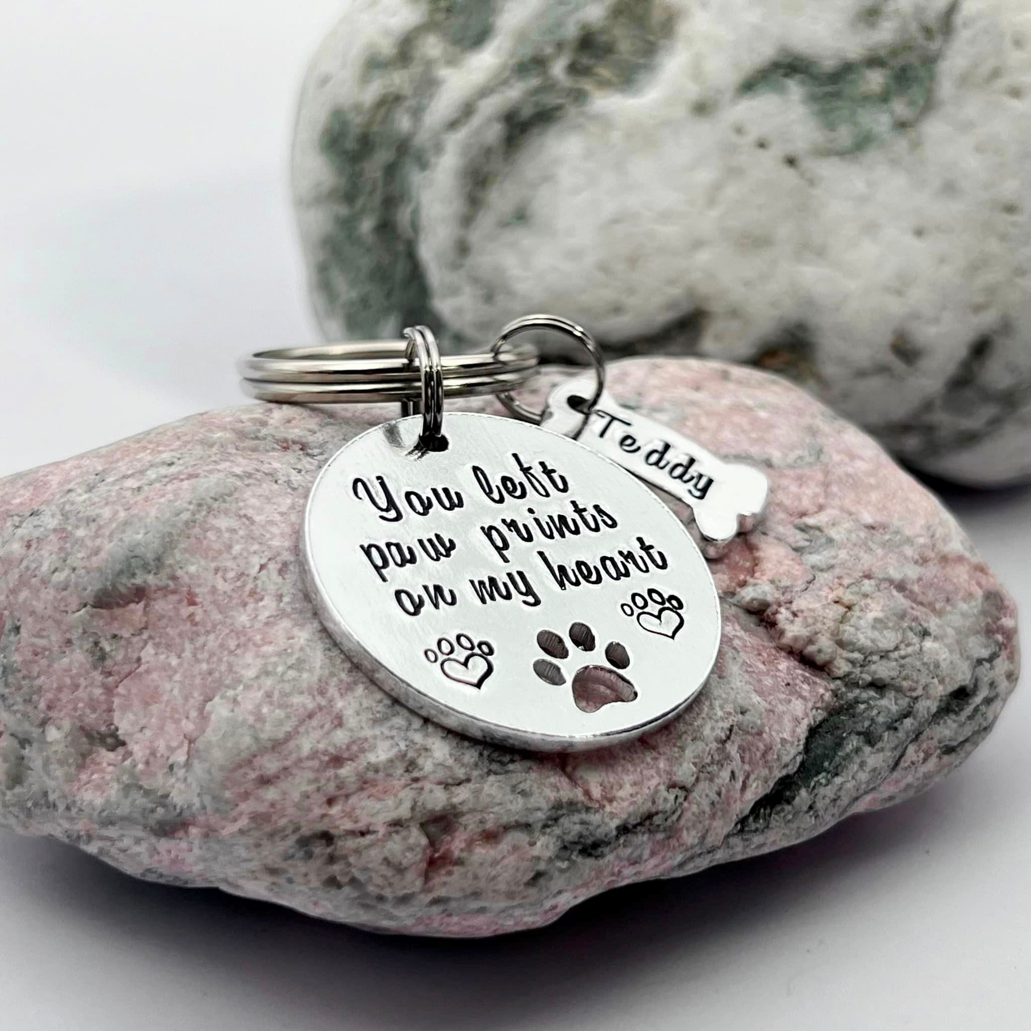 Pet Memorial Keyring, You Left Paw Prints On My Heart