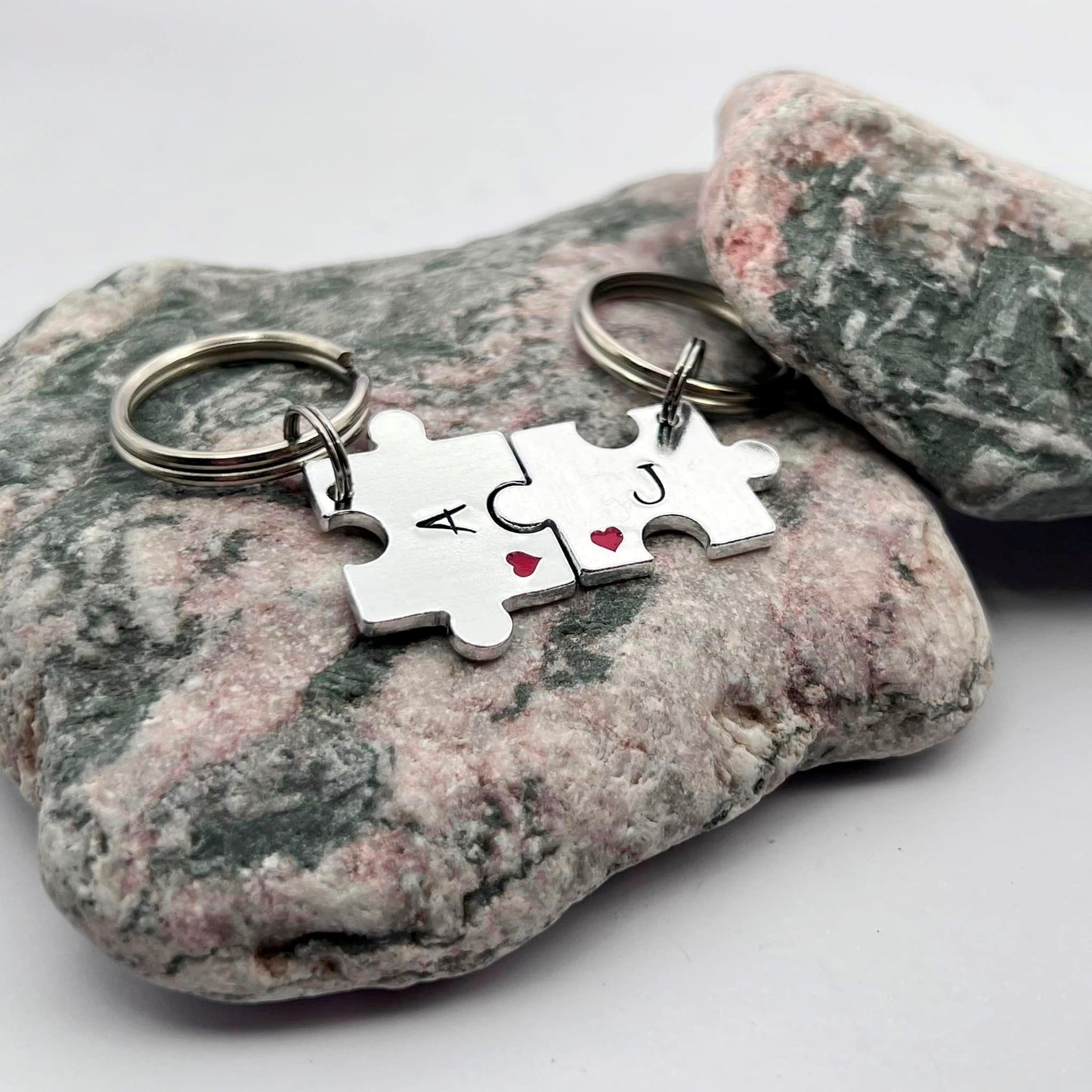 Personalised Initial Mini Puzzle Keyring, Couple's Gift
