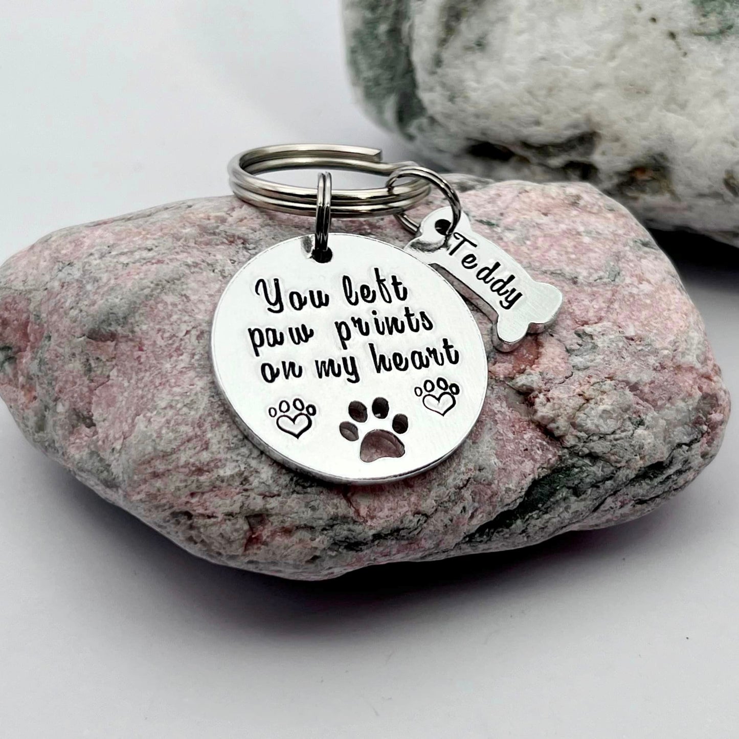 Pet Memorial Keyring, You Left Paw Prints On My Heart