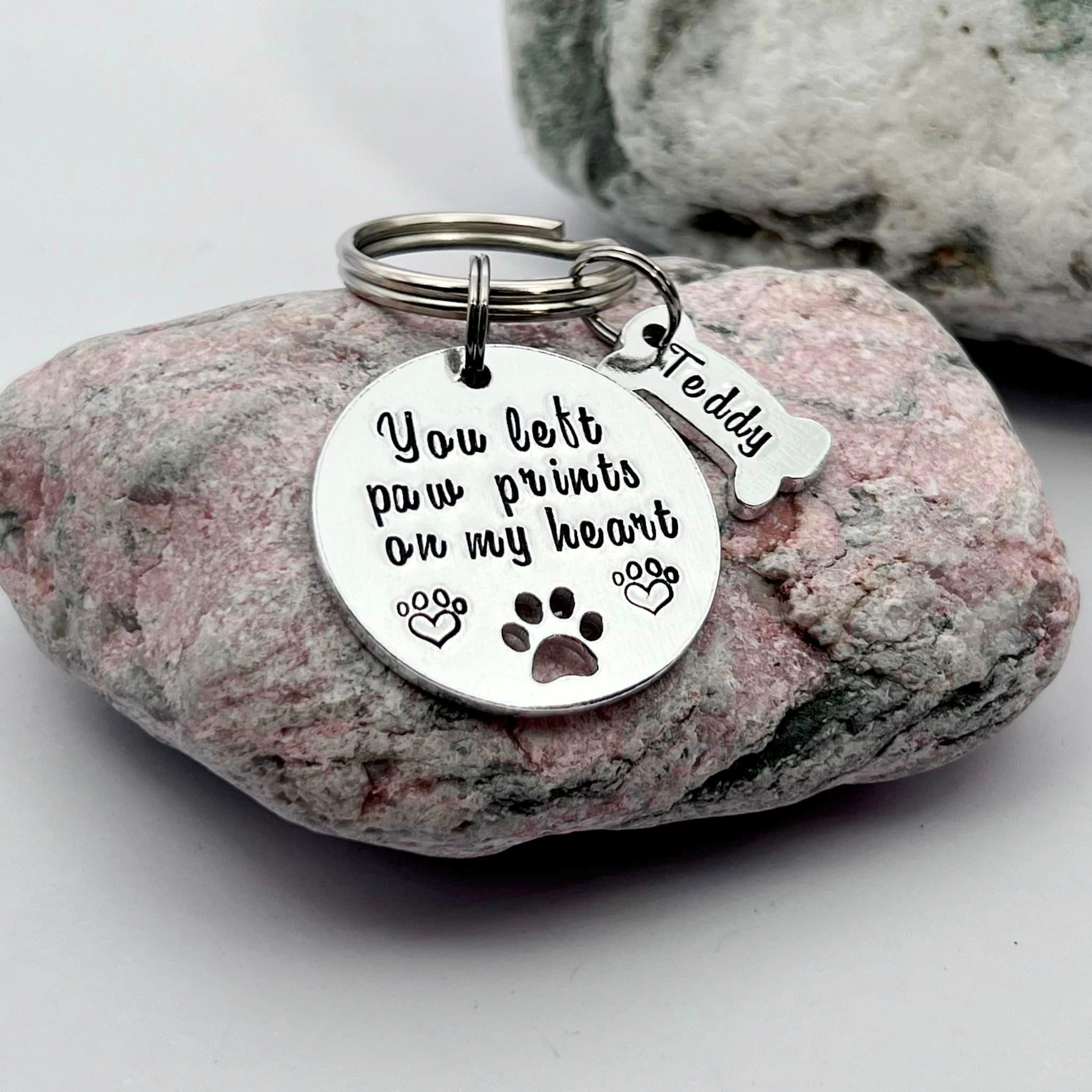 Pet Memorial Keyring, You Left Paw Prints On My Heart