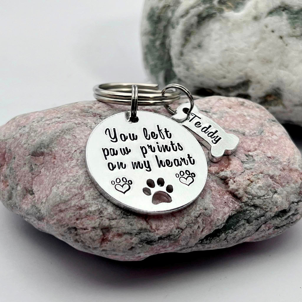 Pet Memorial Keyring, You Left Paw Prints On My Heart