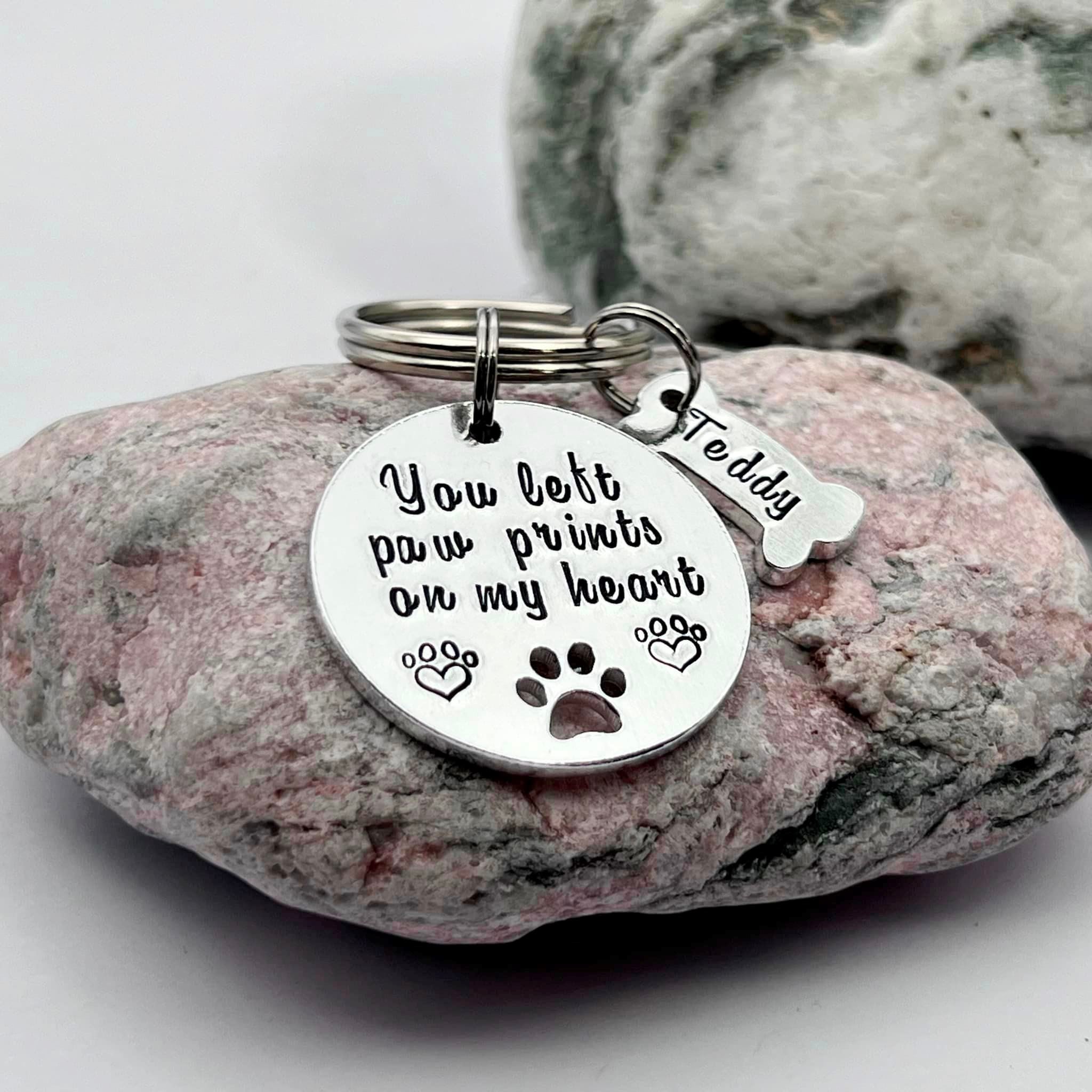 Pet Memorial Keyring, You Left Paw Prints On My Heart