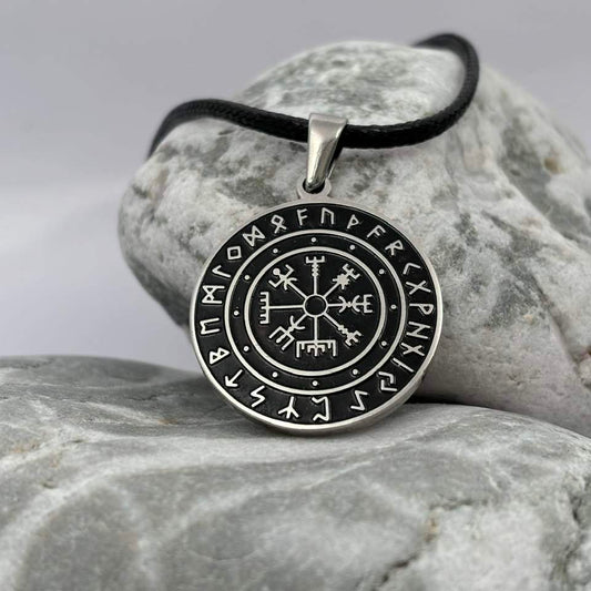 Icelandic Vegvísir wayfinder compass pendant necklace