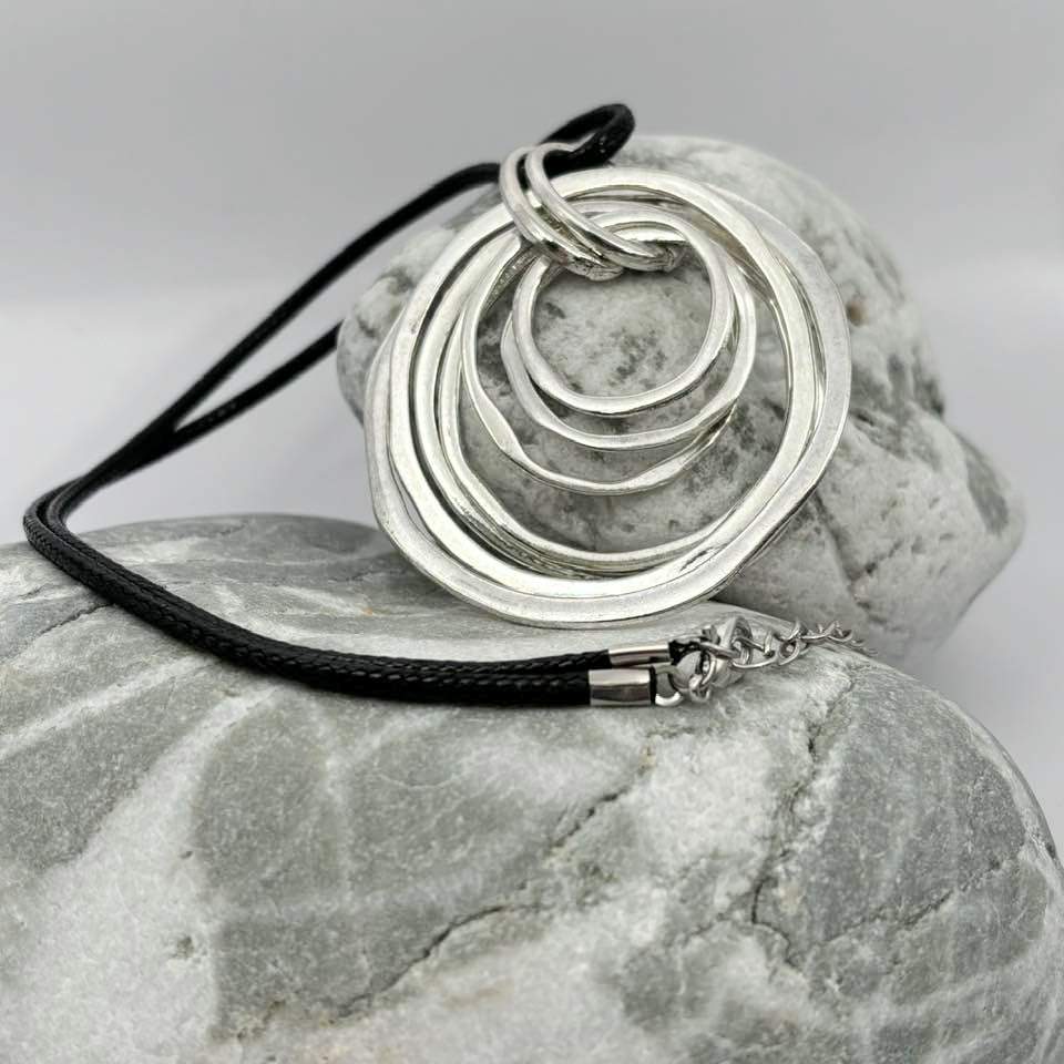 Circle double sided pendant necklace