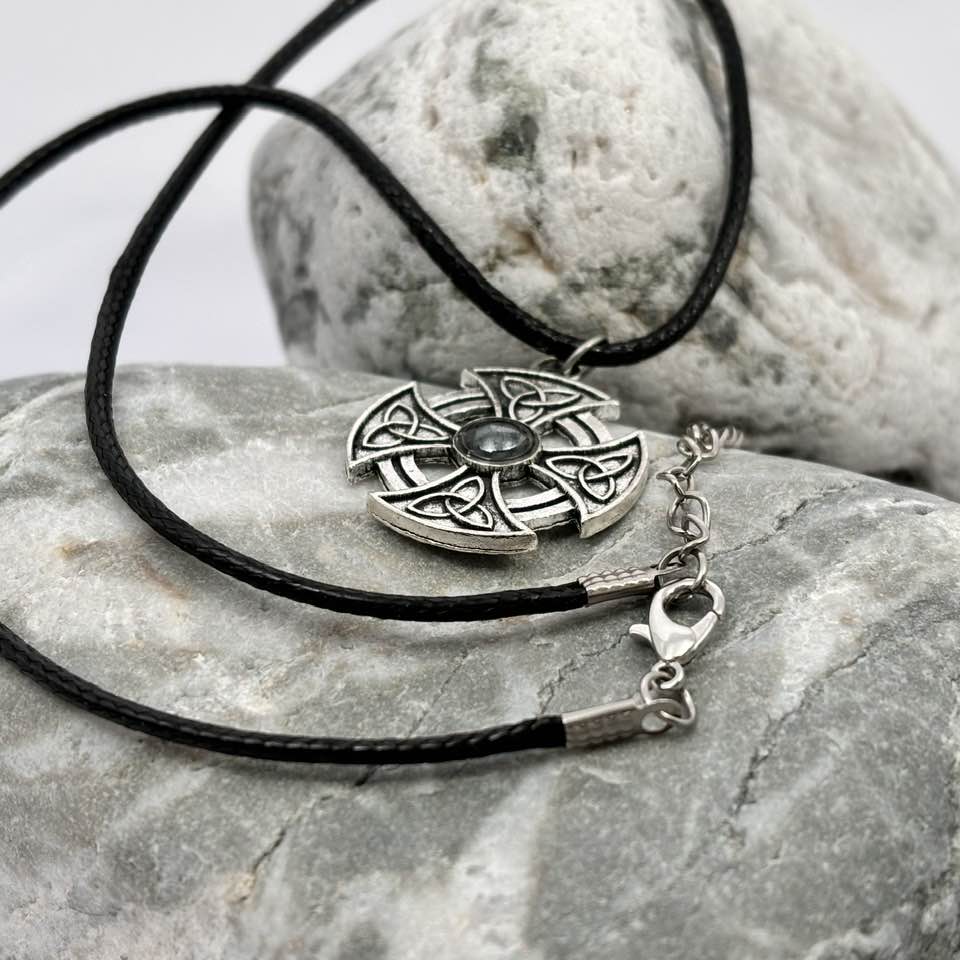 Celtic Knot Cross Round Pendant Necklace