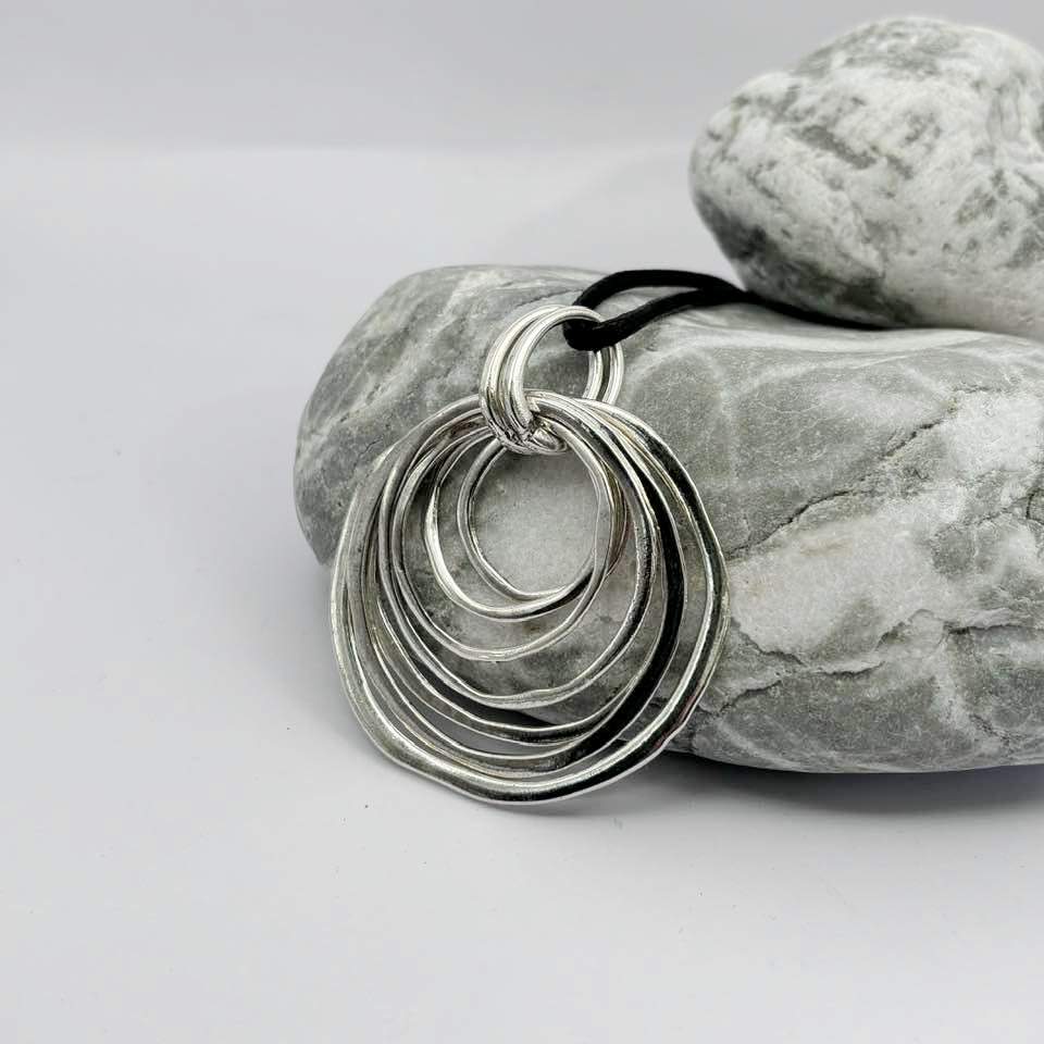 Circle double sided pendant necklace