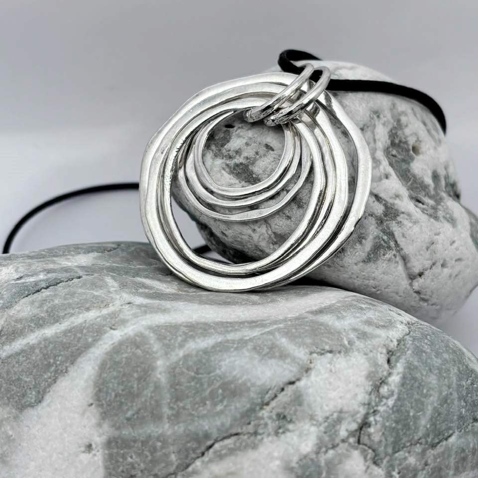 Circle double sided pendant necklace