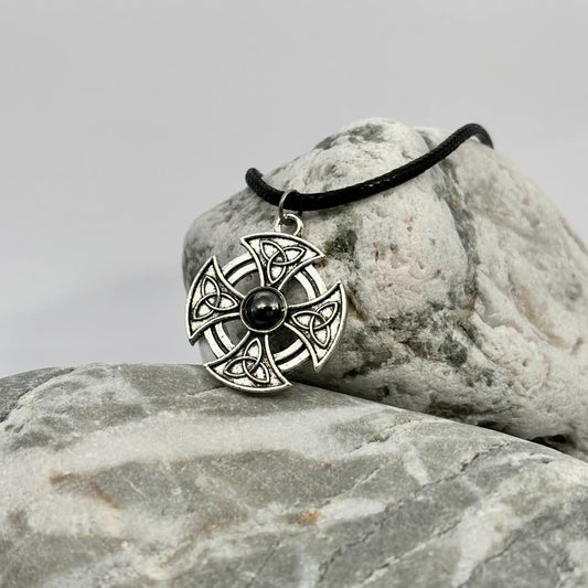 Celtic Knot Cross Round Pendant Necklace