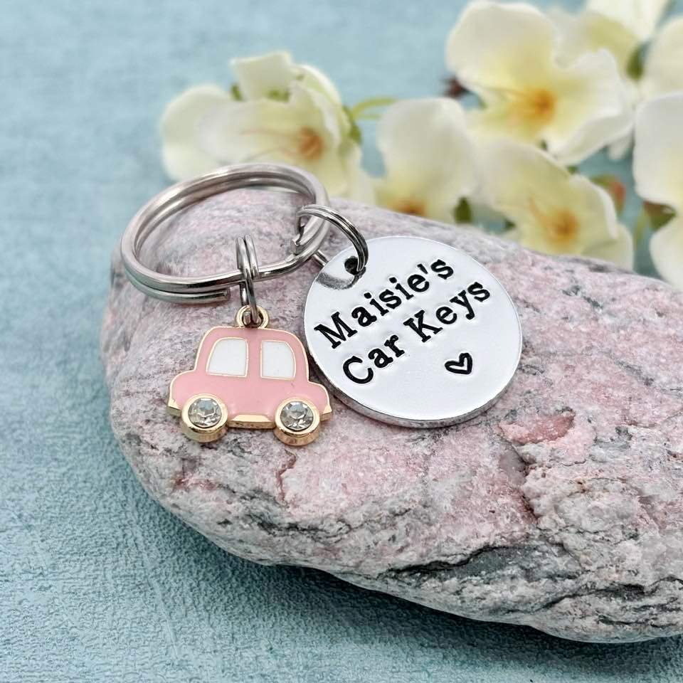 New Driver Keyring, First Car Gift, New Car Personalised Name Keyring