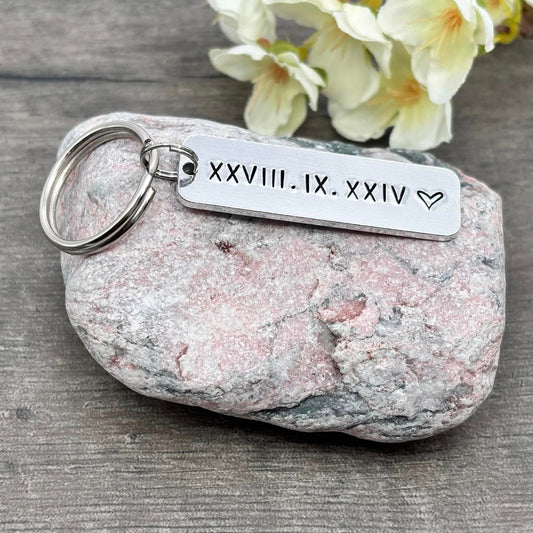 Special Date/Roman Numerals Couple's Keyring