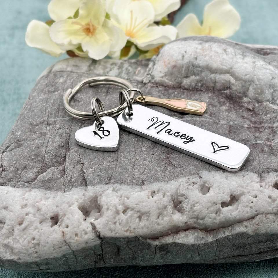 Girls 18th Birthday Gift, 18th Birthday Keyring, Personalised Eighteenth Birthday Keyring