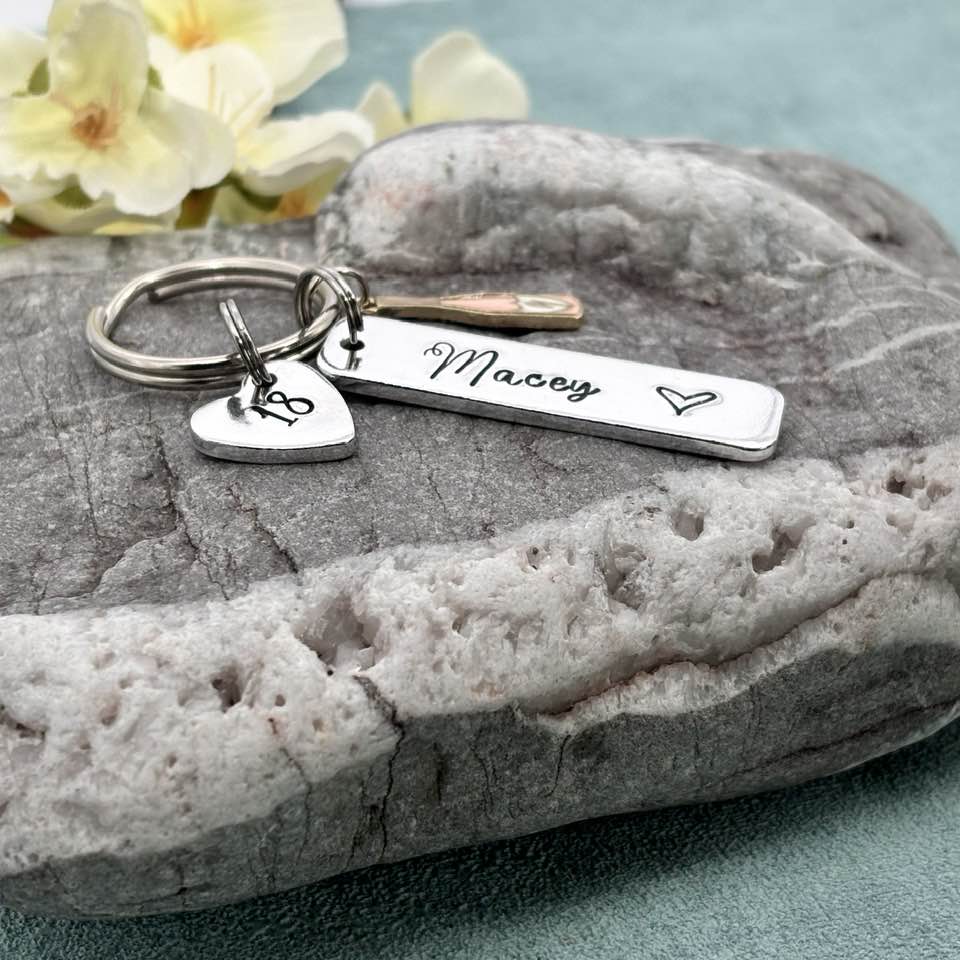 Girls 18th Birthday Gift, 18th Birthday Keyring, Personalised Eighteenth Birthday Keyring