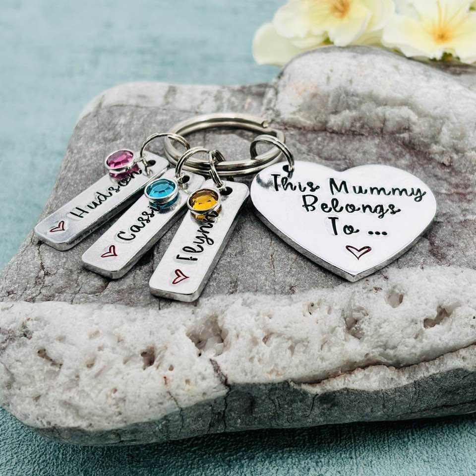 'This Mummy Belongs To' Keyring with Birthstones