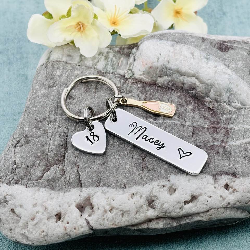 Girls 18th Birthday Gift, 18th Birthday Keyring, Personalised Eighteenth Birthday Keyring