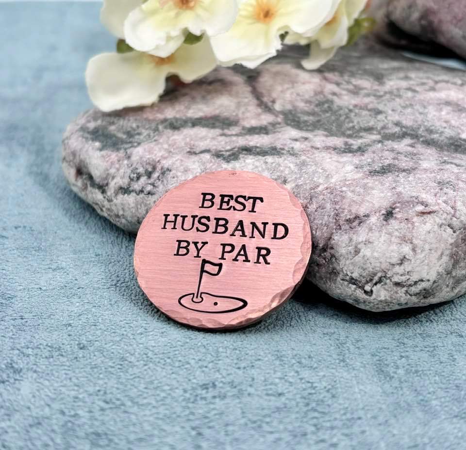 Best Husband By Par Copper Golf Ball Marker, 7th 22nd Wedding Anniversary Copper Gift for Him