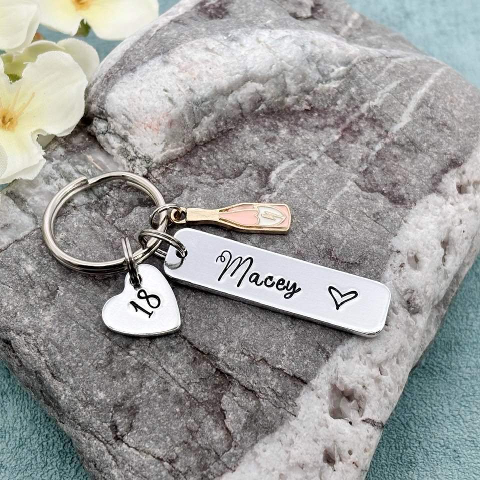 Girls 18th Birthday Gift, 18th Birthday Keyring, Personalised Eighteenth Birthday Keyring