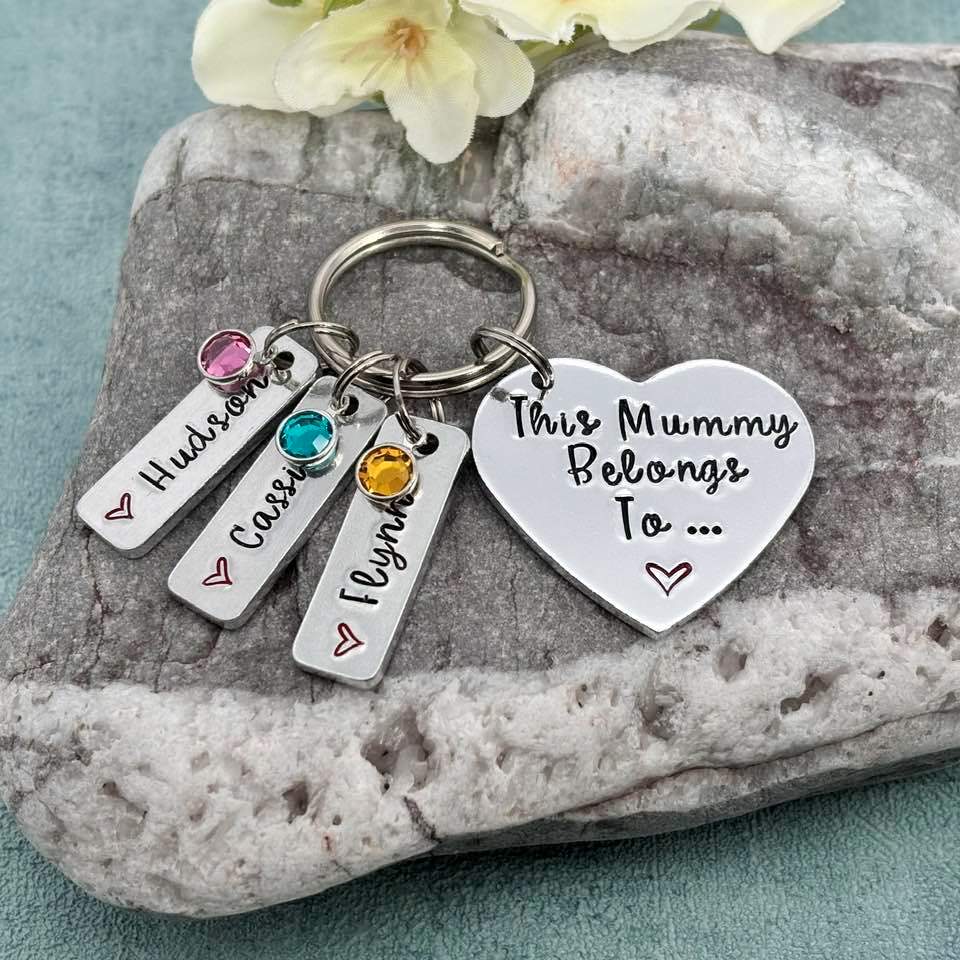 'This Mummy Belongs To' Keyring with Birthstones