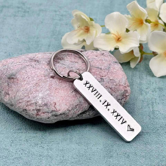 Special Date/Roman Numerals Couple's Keyring