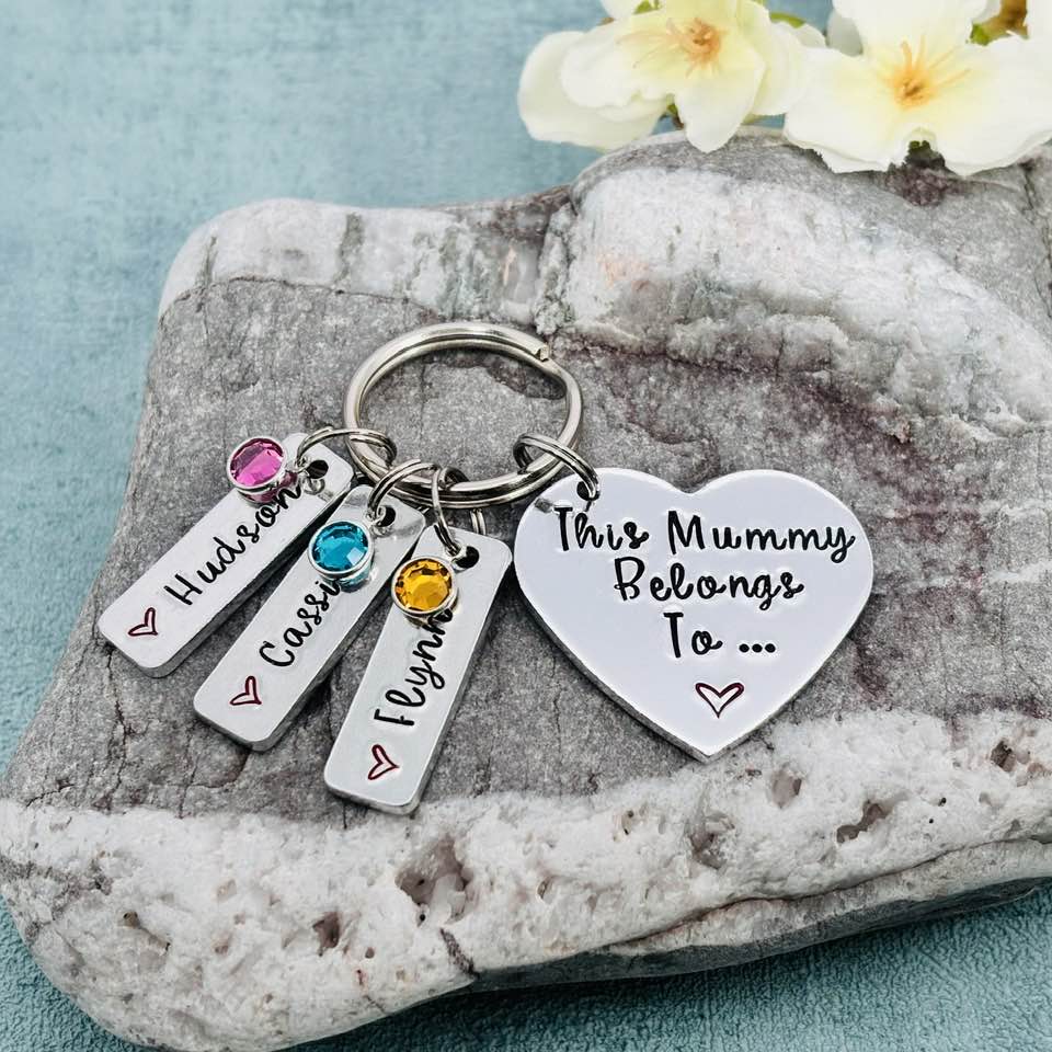 'This Mummy Belongs To' Keyring with Birthstones
