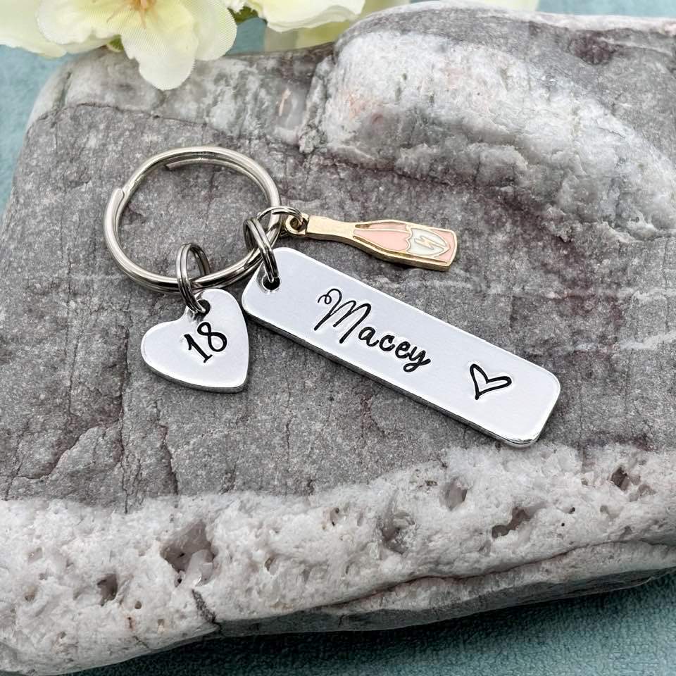 Girls 18th Birthday Gift, 18th Birthday Keyring, Personalised Eighteenth Birthday Keyring