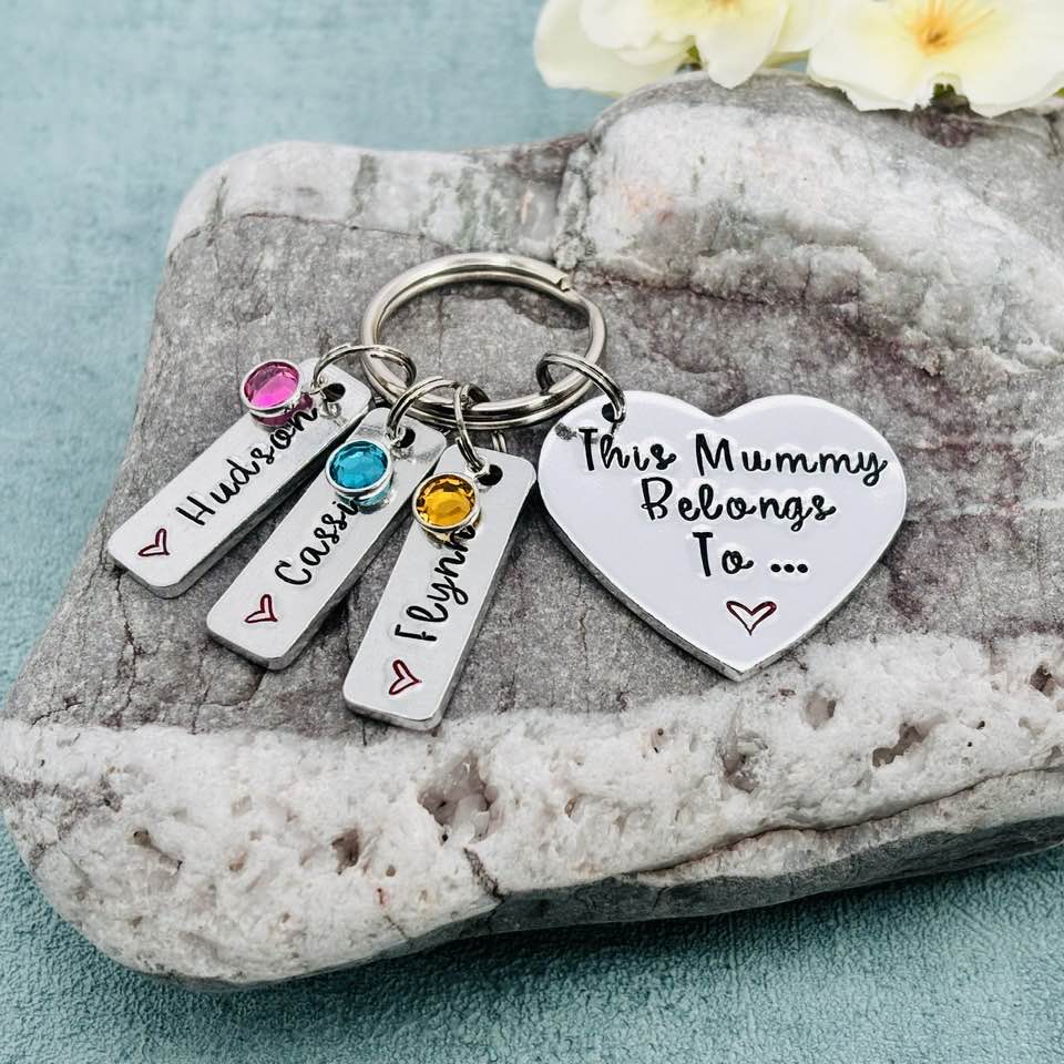 'This Mummy Belongs To' Keyring with Birthstones
