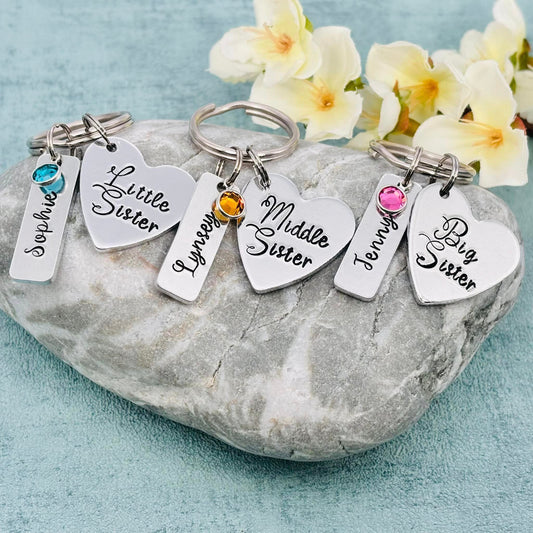 Sister's Keyring with Birthstones