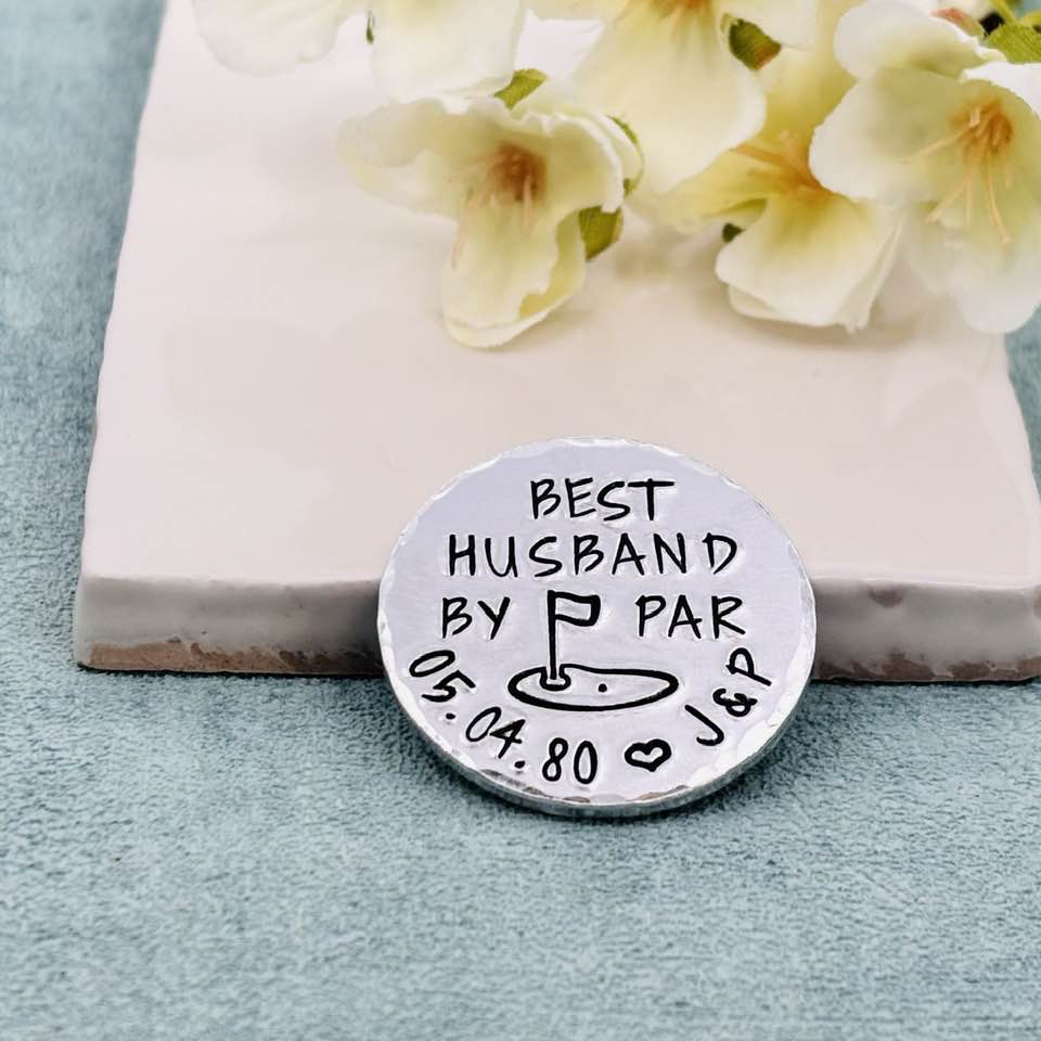 Best Husband By Par, Aluminium Golf Ball Marker, 10th Wedding Anniversary Gift