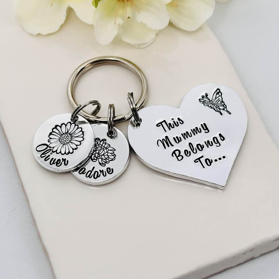 This Mummy Belongs To Birth Flower Keyring