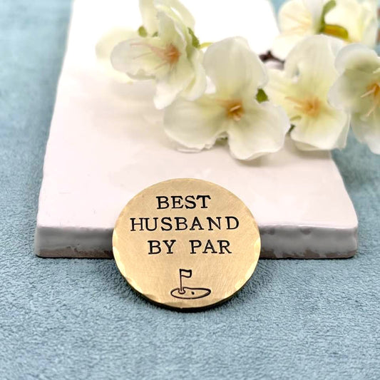 Best Husband By Par Brass Golf Ball Marker, 21st Wedding Anniversary Gift
