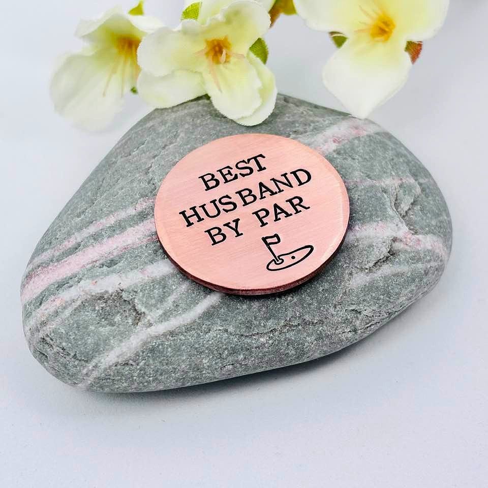 Best Husband By Par, Copper Golf Ball Marker, 7th 22nd Wedding Anniversary Gift