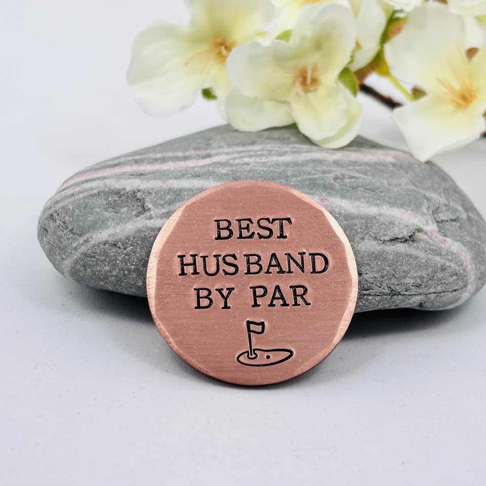 Best Husband By Par, Copper Golf Ball Marker, 7th/22nd Anniversary Gift
