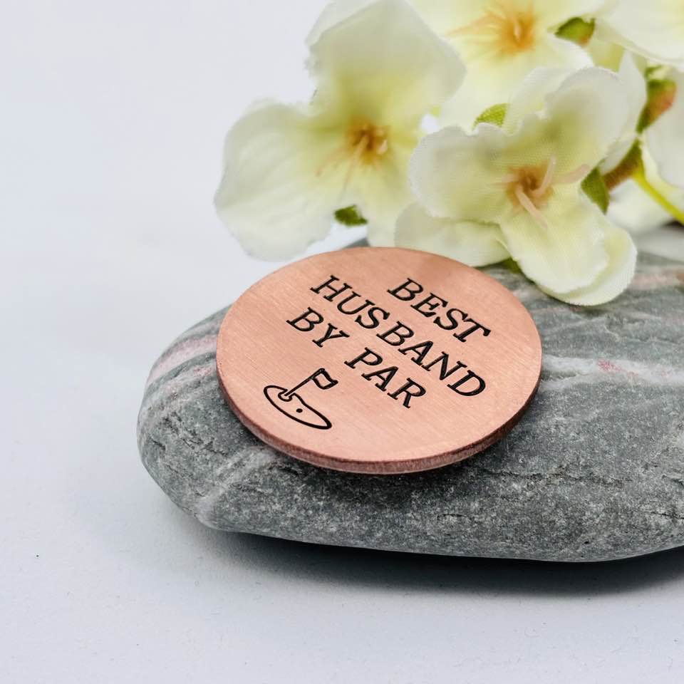 Best Husband By Par, Copper Golf Ball Marker, 7th 22nd Wedding Anniversary Gift