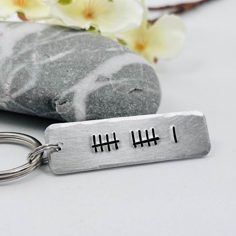 11th Anniversary Keyring, Steel Wedding Anniversary Gift, “I Still Do” Tally Mark Romantic Gift for Husband or Wife