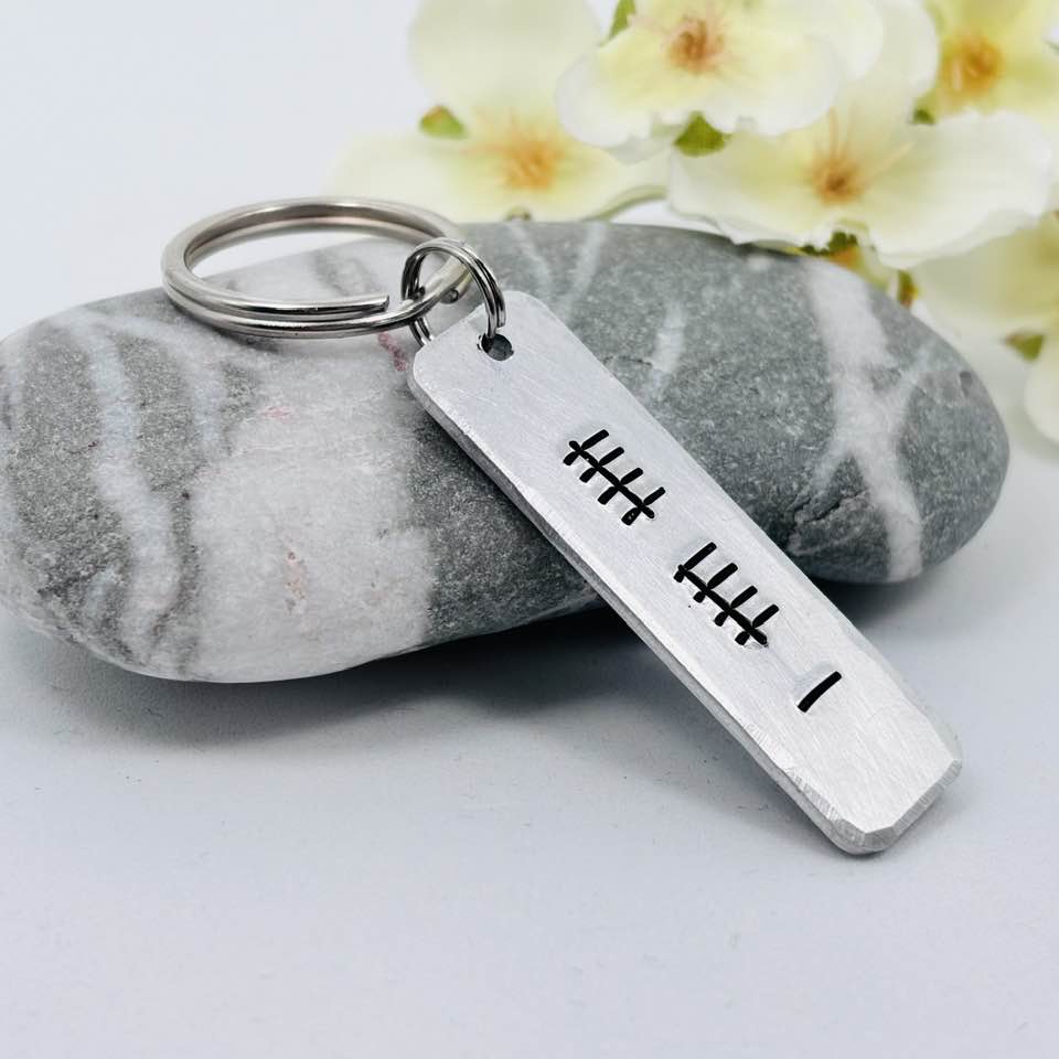 11th Anniversary Keyring, Steel Wedding Anniversary Gift, “I Still Do” Tally Mark Romantic Gift for Husband or Wife