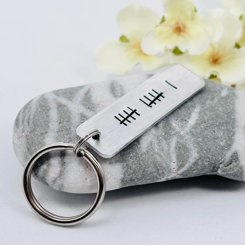 11th Anniversary Keyring, Steel Wedding Anniversary Gift, “I Still Do” Tally Mark Romantic Gift for Husband or Wife