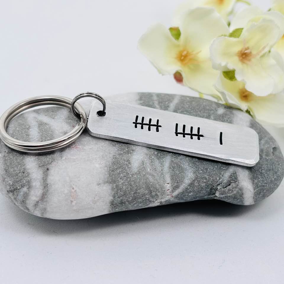 11th Anniversary Keyring, Steel Wedding Anniversary Gift, “I Still Do” Tally Mark Romantic Gift for Husband or Wife