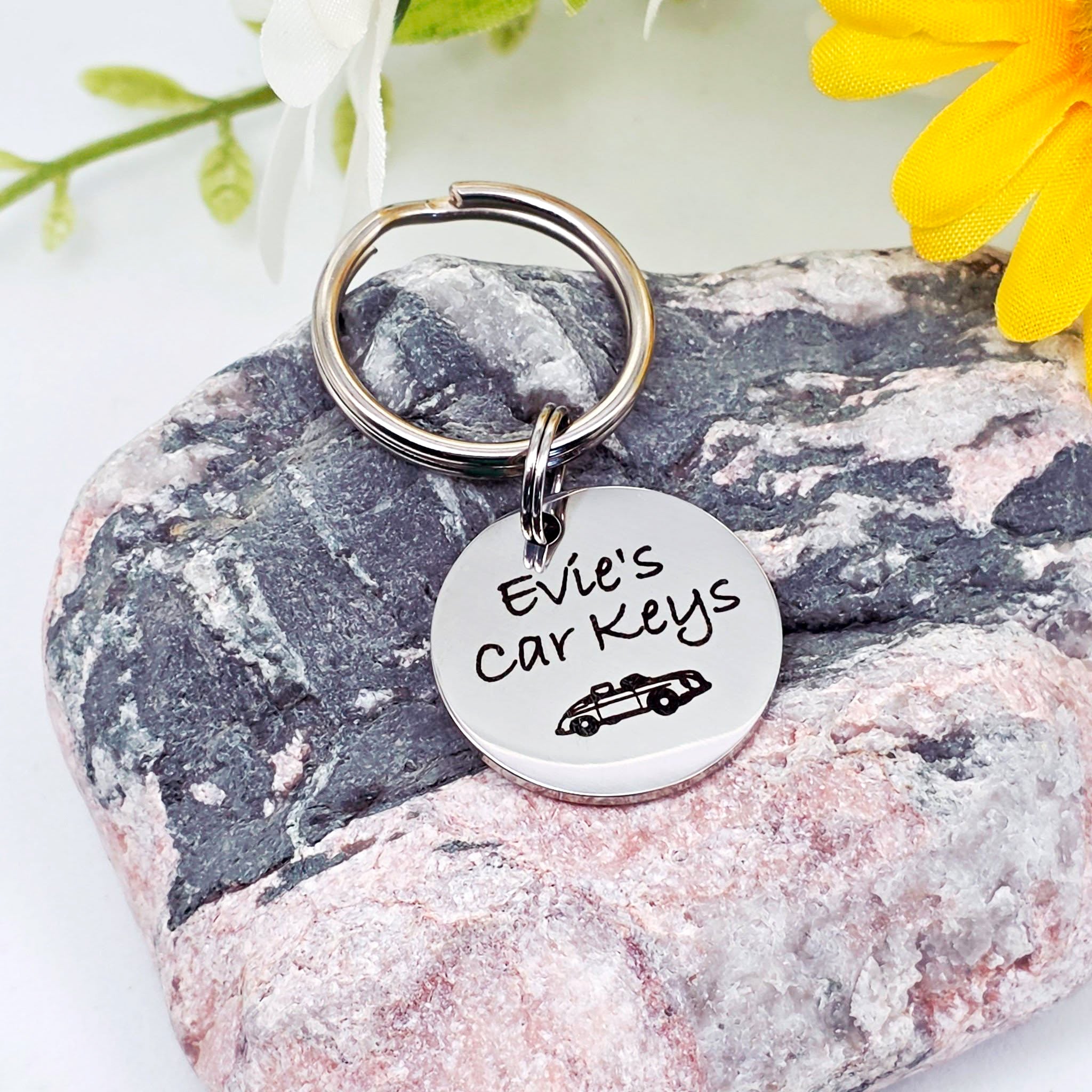 New Driver Engraved Keyring, First Car Gift, New Car Personalised Name Keyring