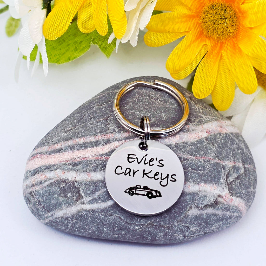 New Driver Engraved Keyring, First Car Gift, New Car Personalised Name Keyring