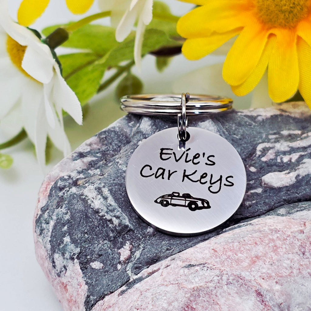 New Driver Engraved Keyring, First Car Gift, New Car Personalised Name Keyring