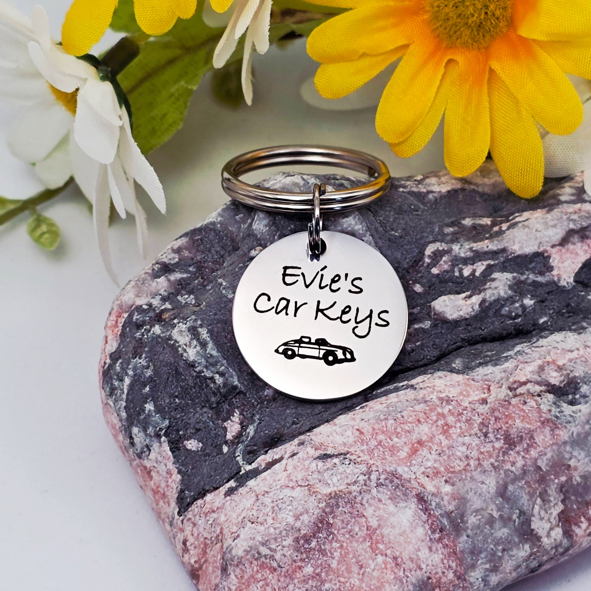 New Driver Engraved Keyring, First Car Gift, New Car Personalised Name Keyring