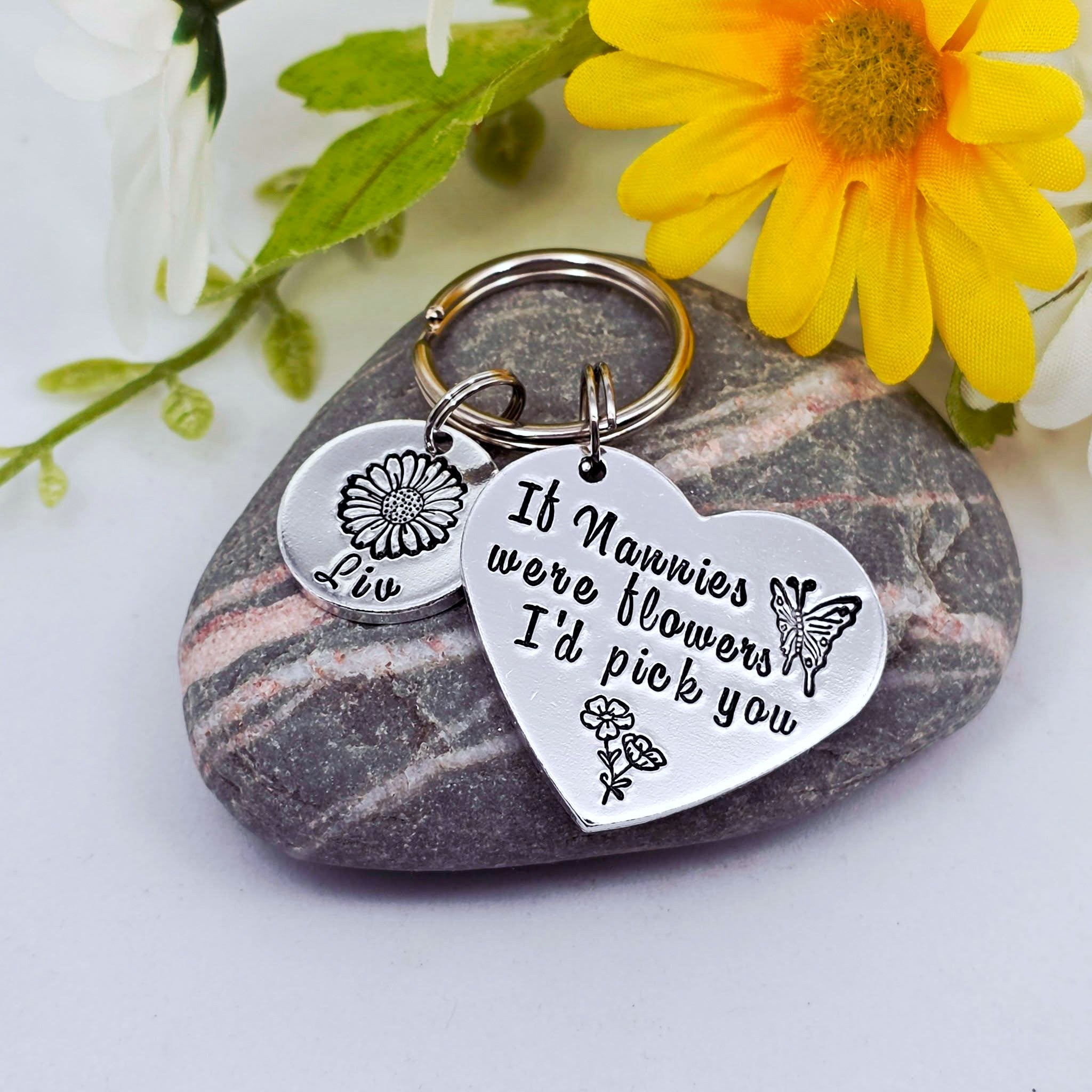 Nanny Keyring with Birth Month Flowers