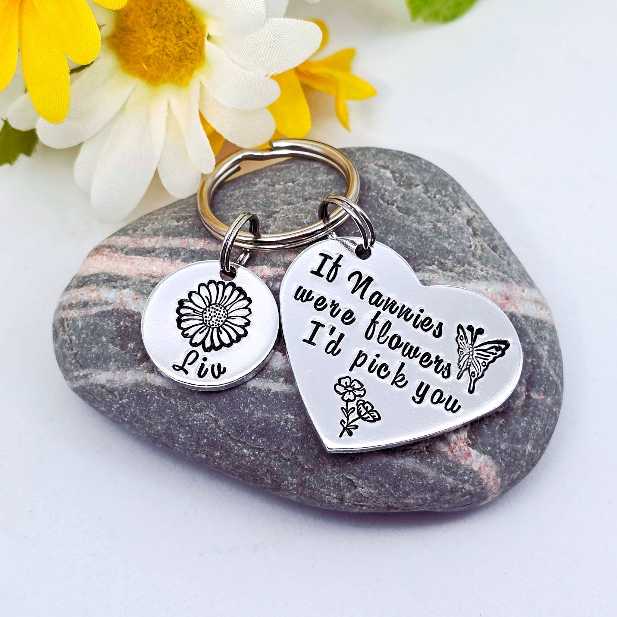 Nanny Keyring with Birth Month Flowers