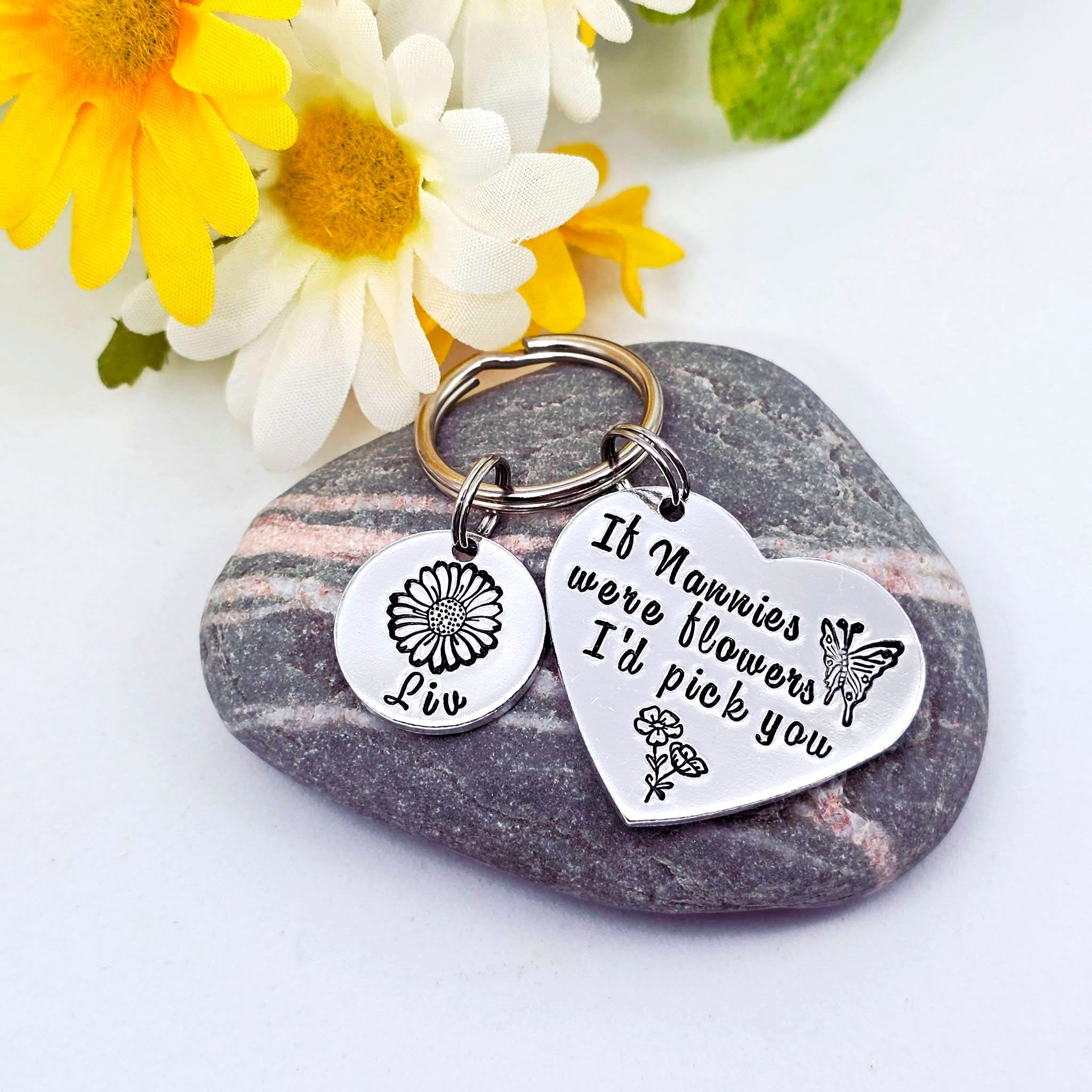 Nanny Keyring with Birth Month Flowers