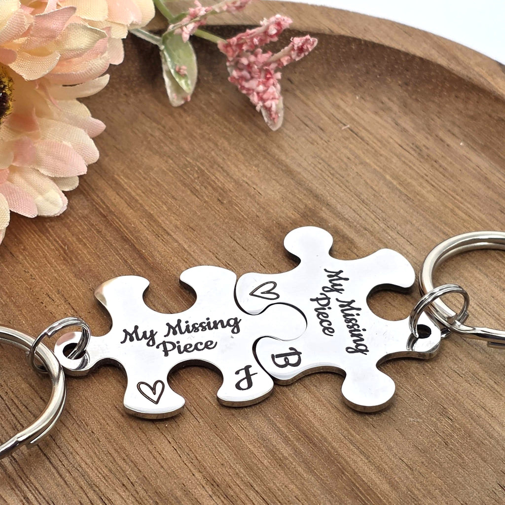 Puzzle Keyrings for Couples, Personalised Missing Piece Gift, Anniversary Valentines Gift