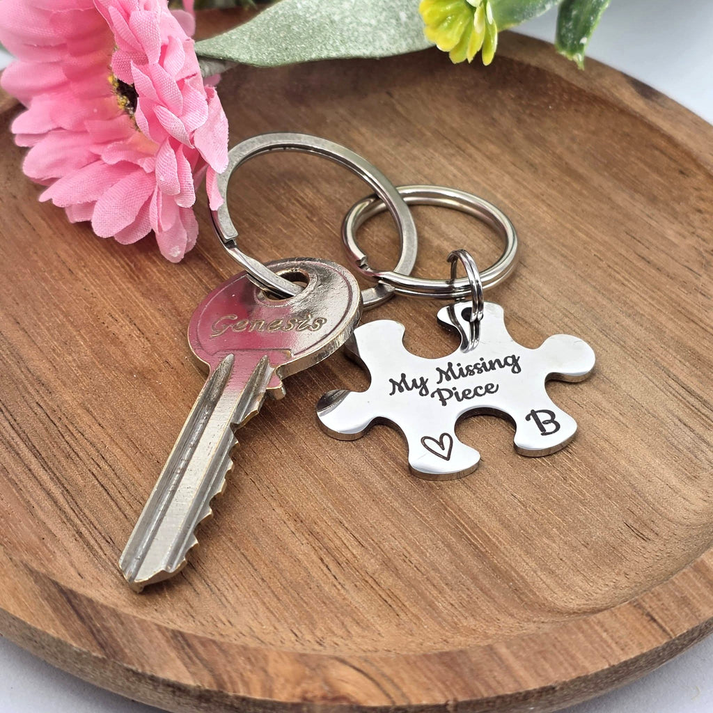 Puzzle Keyrings for Couples, Personalised Missing Piece Gift, Anniversary Valentines Gift