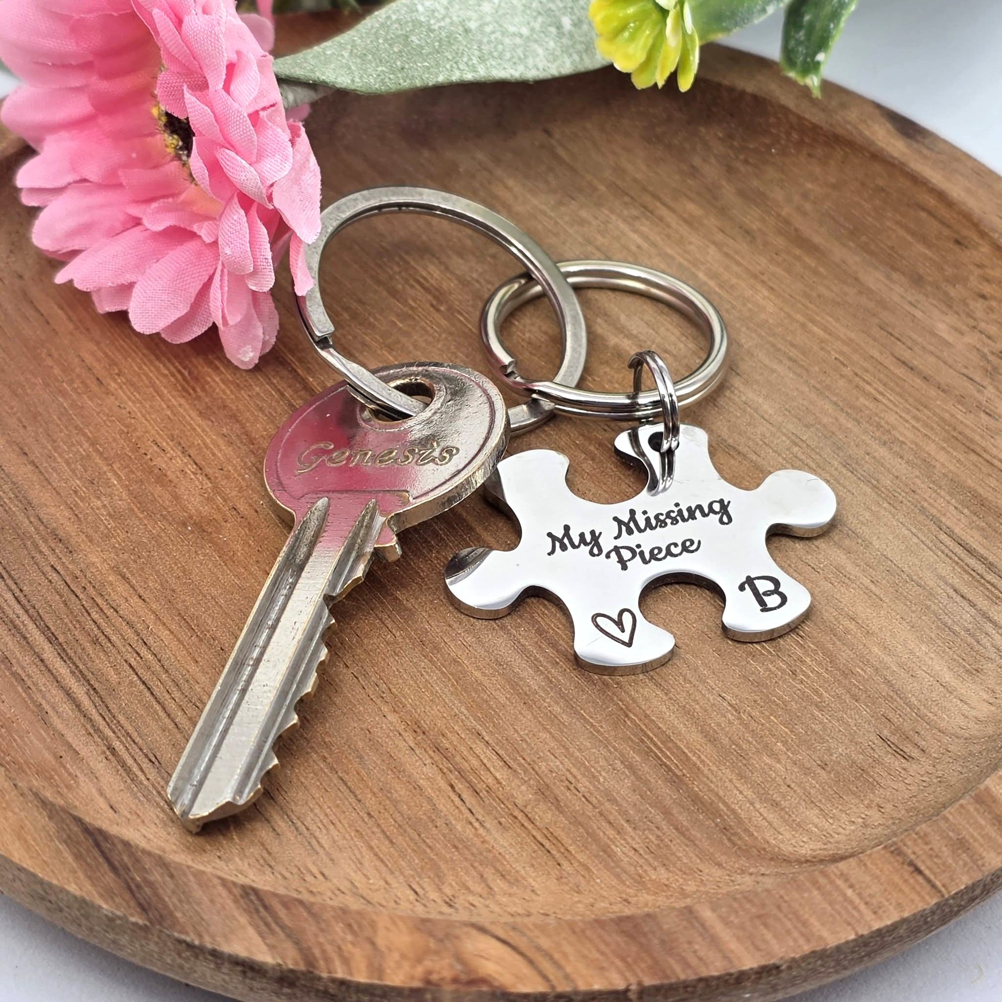 Puzzle Keyrings for Couples, Personalised Missing Piece Gift, Anniversary Valentines Gift