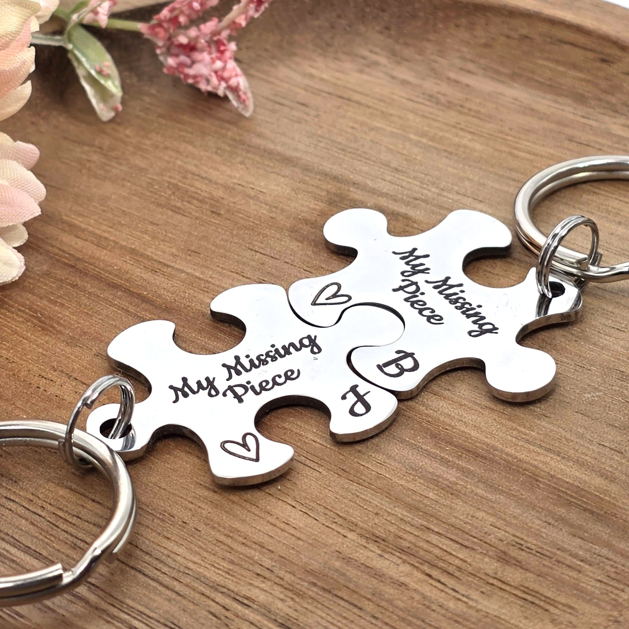Puzzle Keyrings for Couples, Personalised Missing Piece Gift, Anniversary Valentines Gift