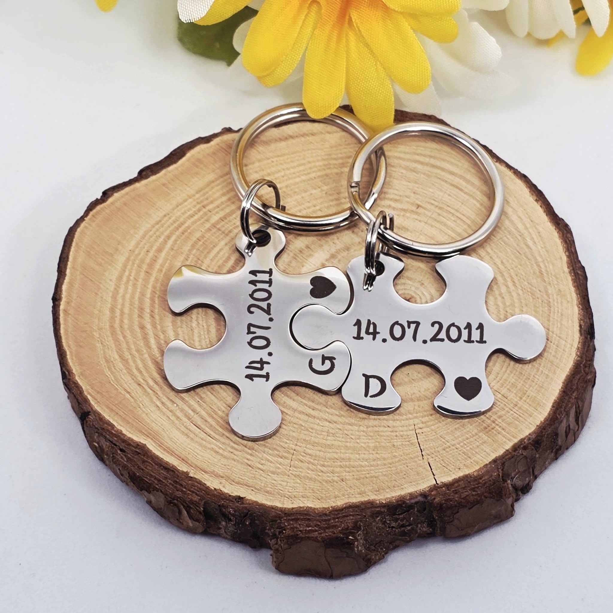 Special Date Couple's Puzzle Keyring Set